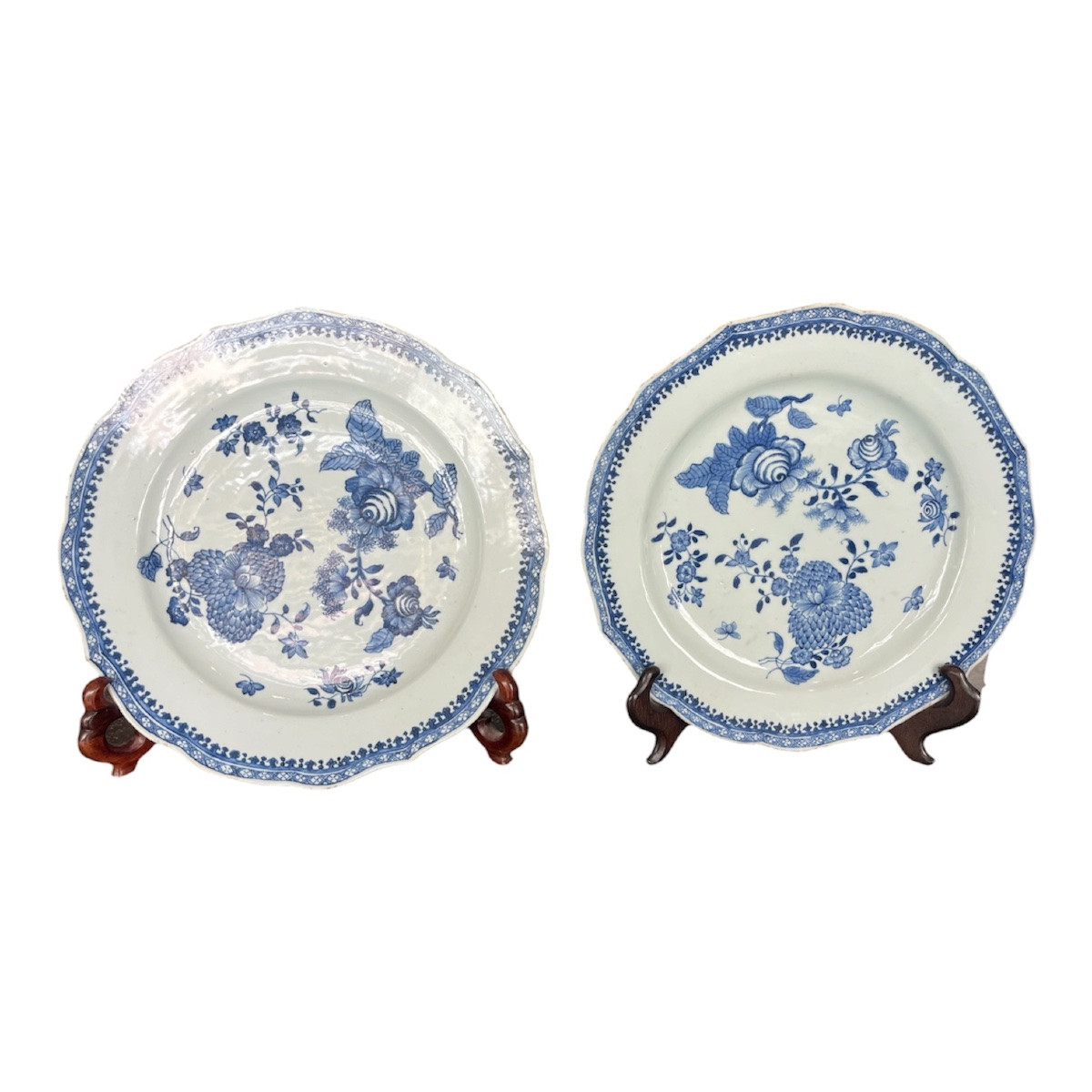 Set Of Plates - White/blue - Cdi - China - 19th C-photo-2