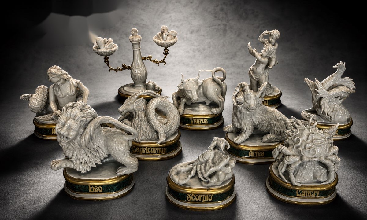 Porcelain Zodiac Sculptures – Mangani, Italy, Circa 1970