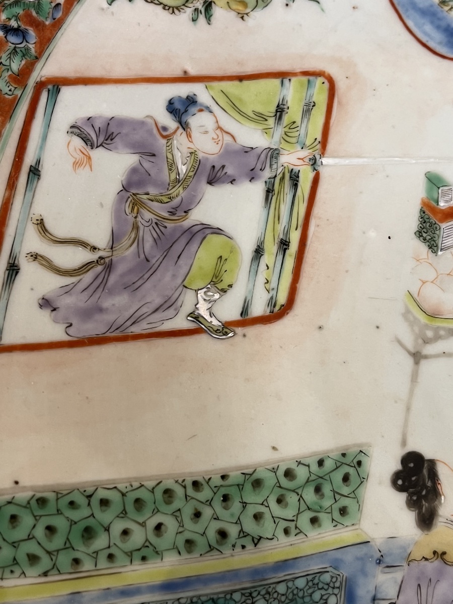 Grand plat en porcelaine de Canton - Chine - XIXᵉ siècle-photo-2