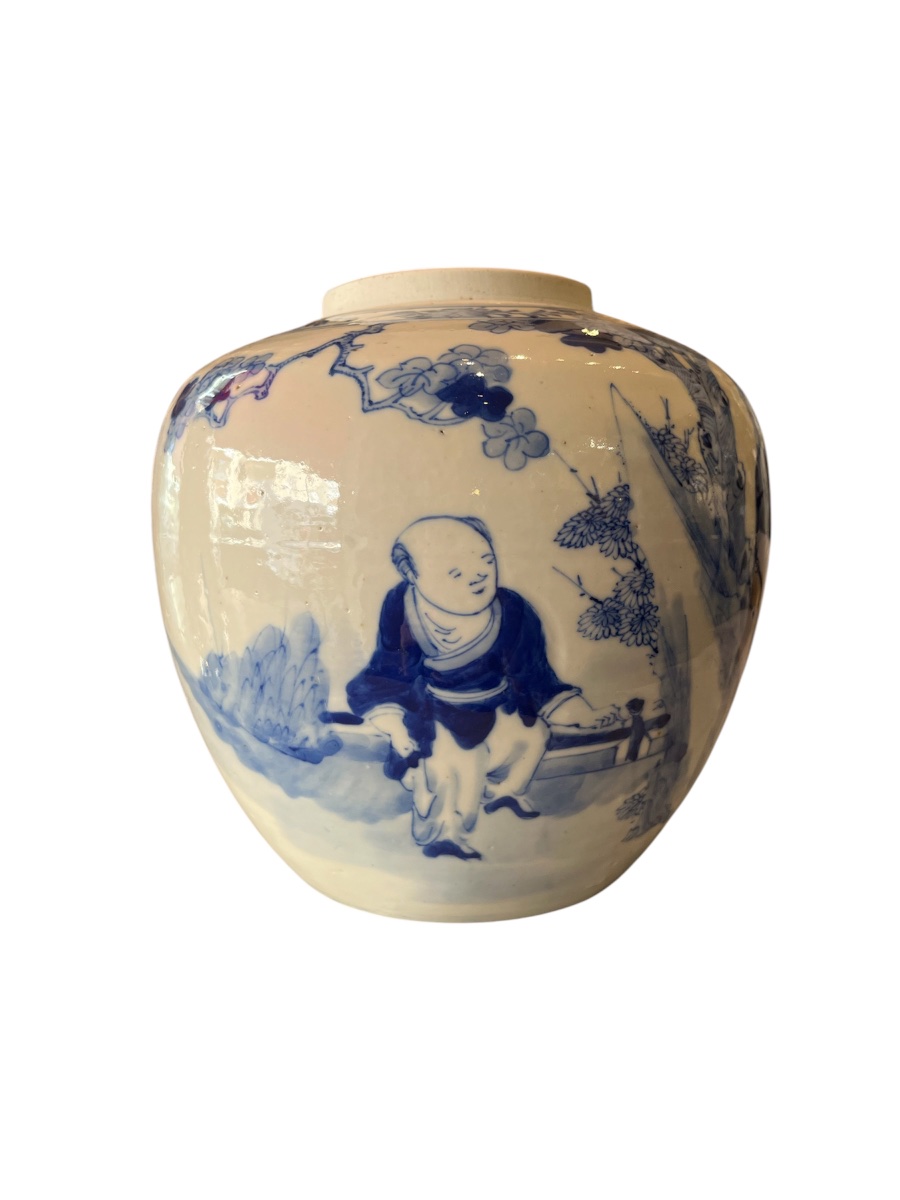 Potiche - porcelaine - blanc/ bleu - chine - XVIII ème -photo-4