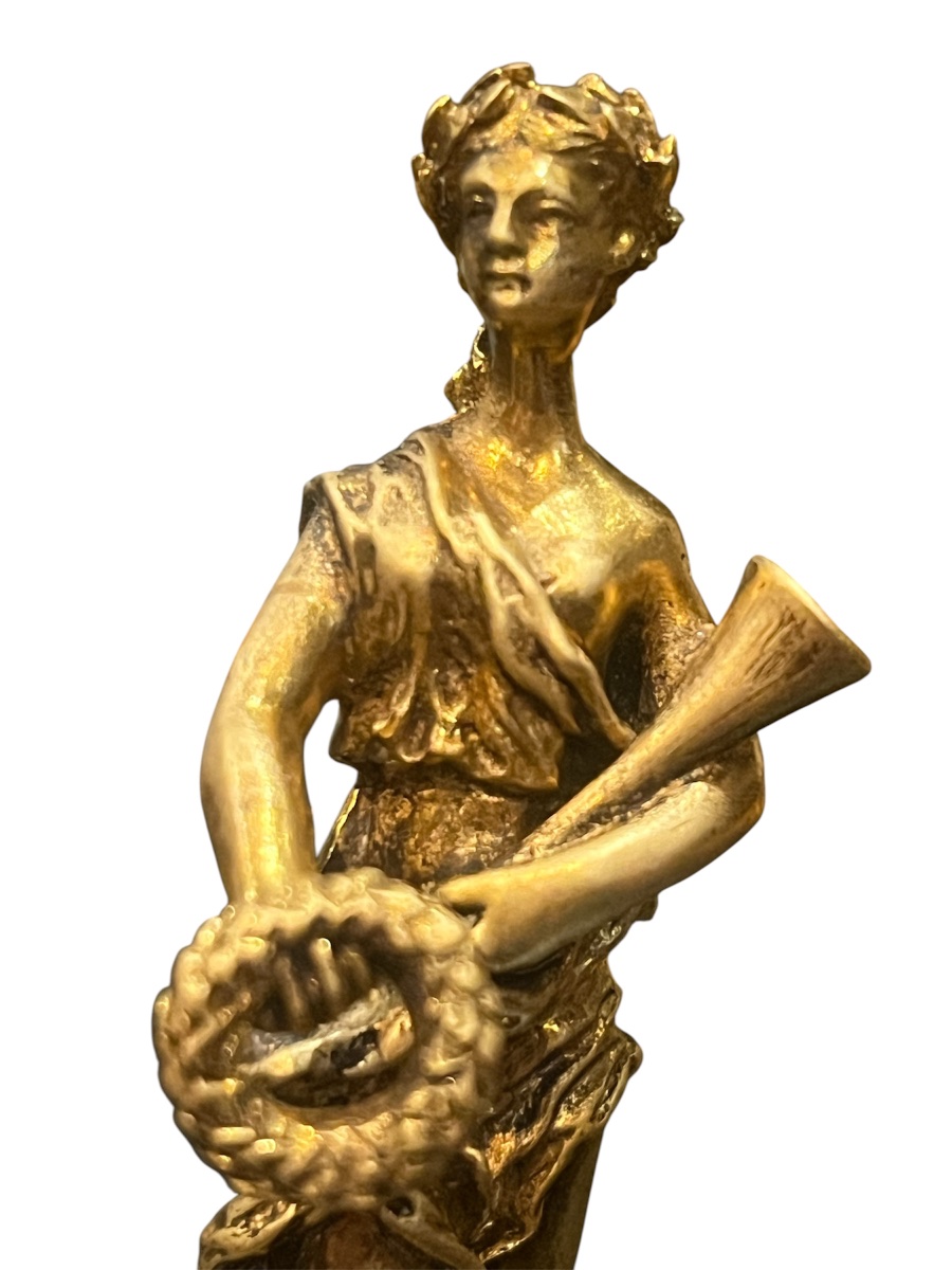 Allegorical Statuette—gilded Bronze—millet—blue John Base—france—19th Century -photo-2