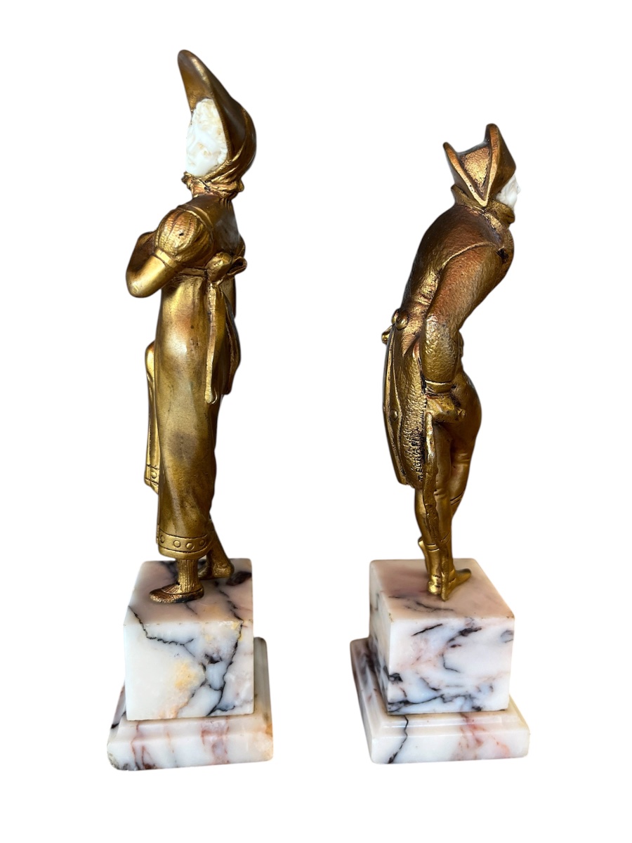 Paire de sculptures chryséléphantines -vers 1930-  Degrange - France - XX eme -photo-3