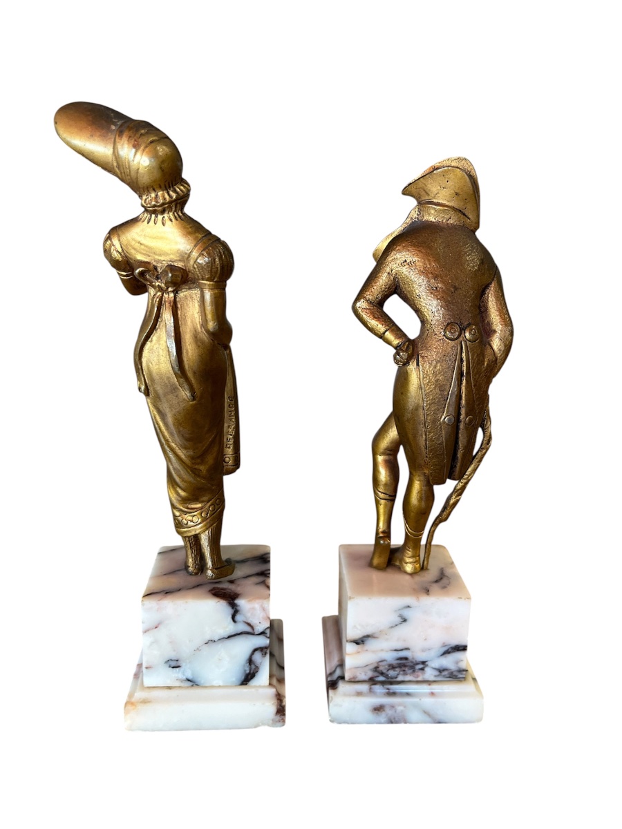 Paire de sculptures chryséléphantines -vers 1930-  Degrange - France - XX eme -photo-4