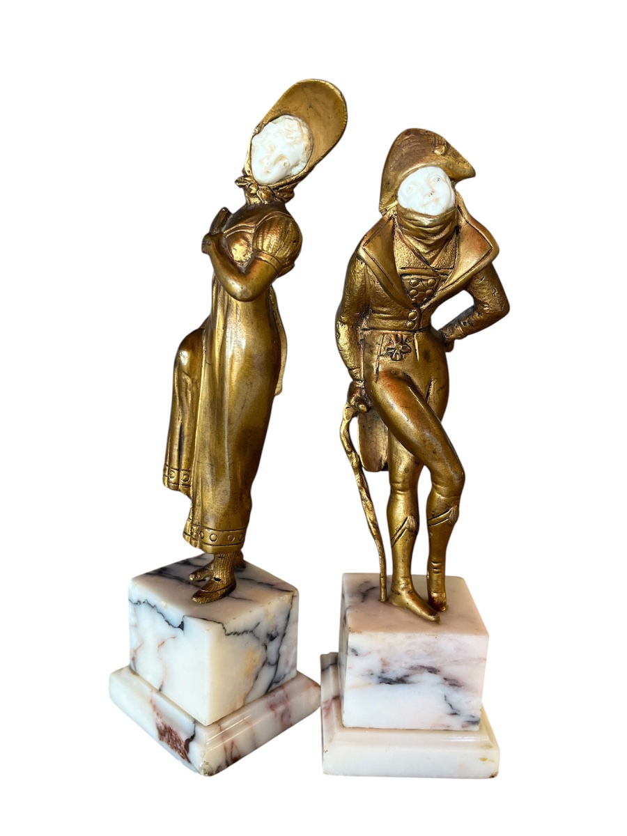 Paire de sculptures chryséléphantines -vers 1930-  Degrange - France - XX eme -photo-2