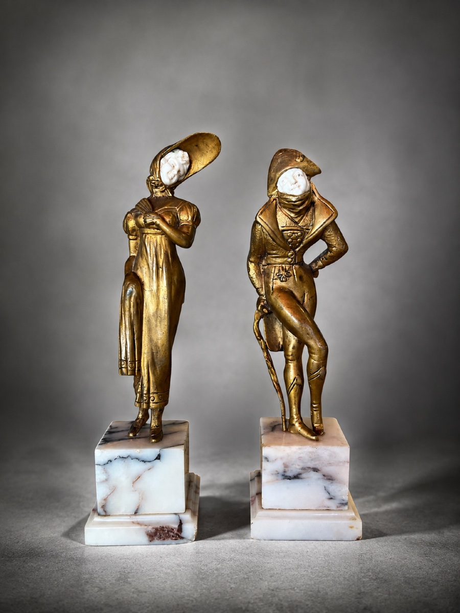 Paire de sculptures chryséléphantines -vers 1930-  Degrange - France - XX eme 