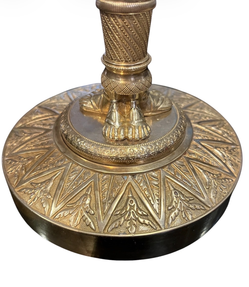 Pair Of Candlesticks - Gilded Bronze - Empire Style - Claude Galle - France - 19th Century-photo-2