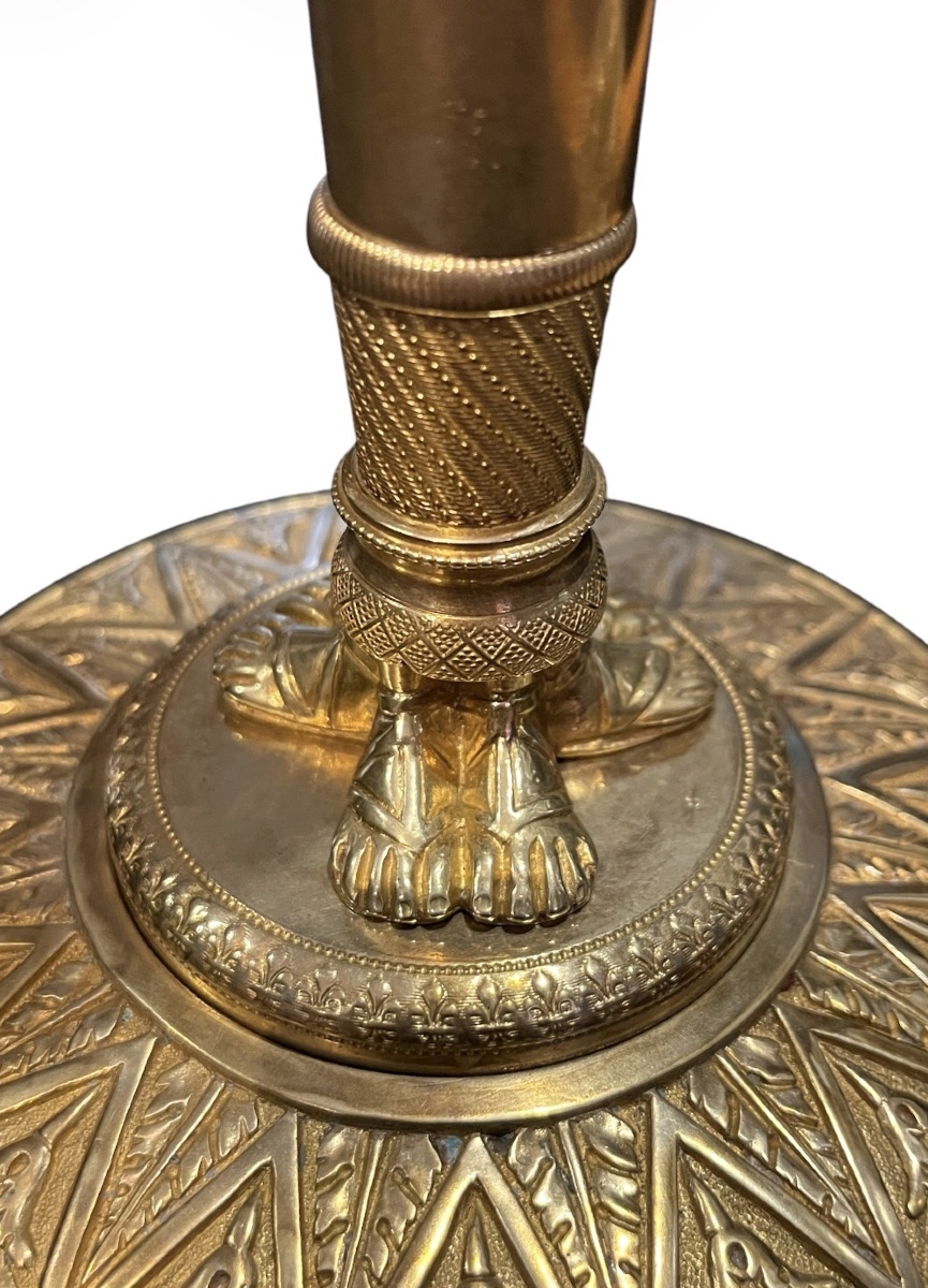 Pair Of Candlesticks - Gilded Bronze - Empire Style - Claude Galle - France - 19th Century-photo-3