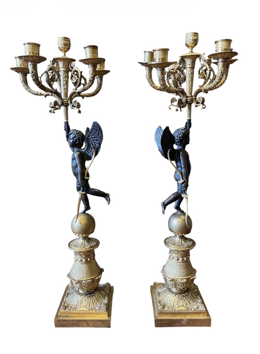 Pair Of Candelabras - Empire Style – Thomire Model - France - 19th Century -photo-2