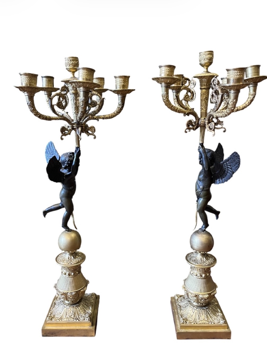 Pair Of Candelabras - Empire Style – Thomire Model - France - 19th Century -photo-4