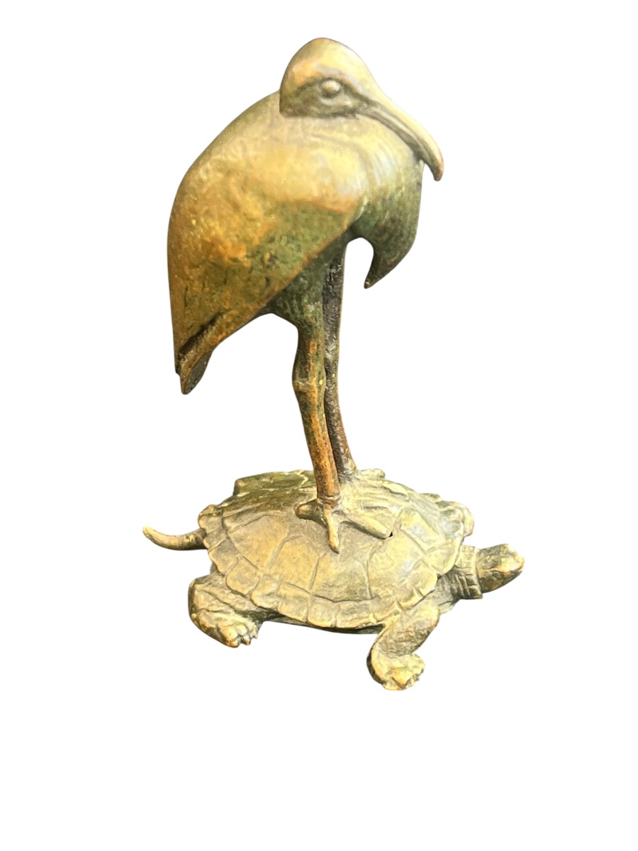 Bronze Sculpture—stork And Turtle—barye / Barbedienne—france—19th Century -photo-2