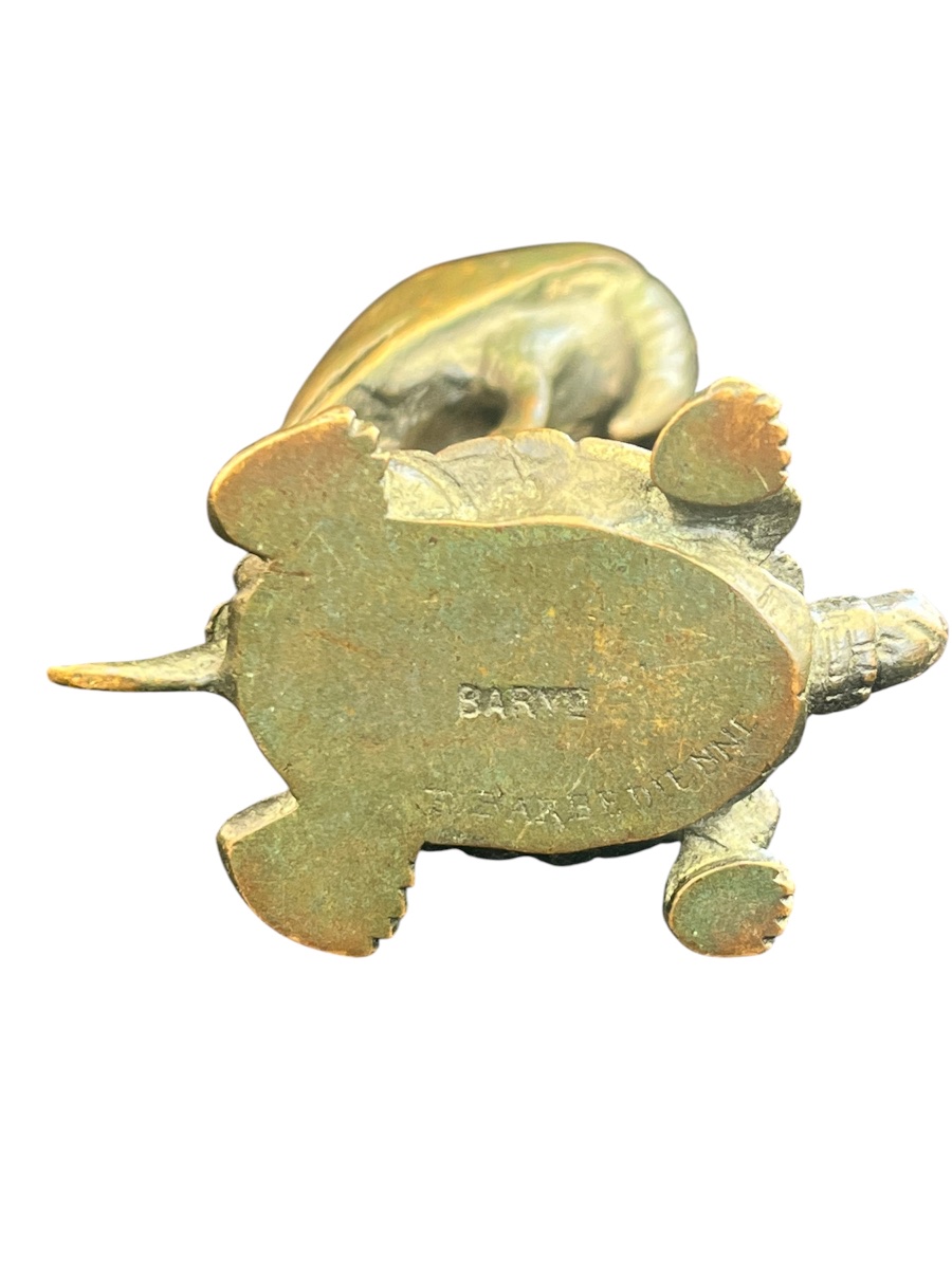 Bronze Sculpture—stork And Turtle—barye / Barbedienne—france—19th Century -photo-3