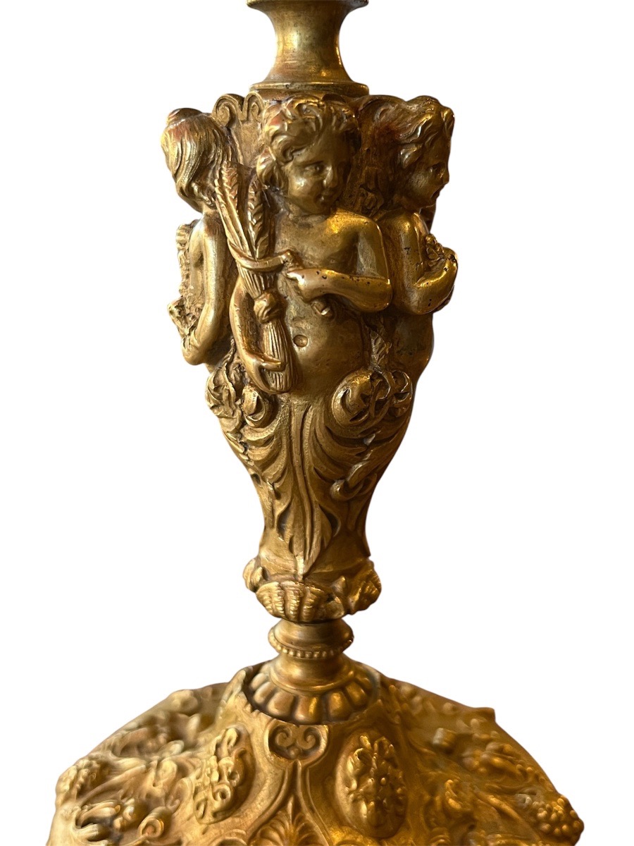 Pair Of Candlesticks—bronze—putti—france—19th Century -photo-3