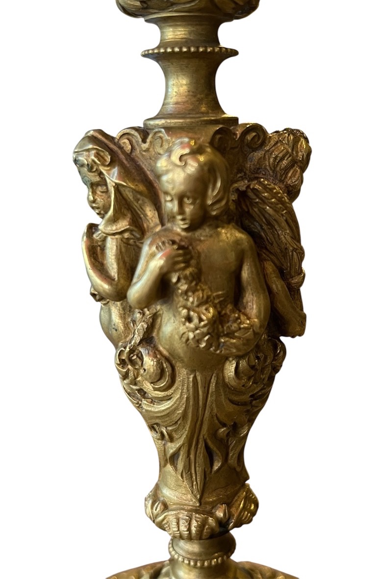 Pair Of Candlesticks—bronze—putti—france—19th Century -photo-4
