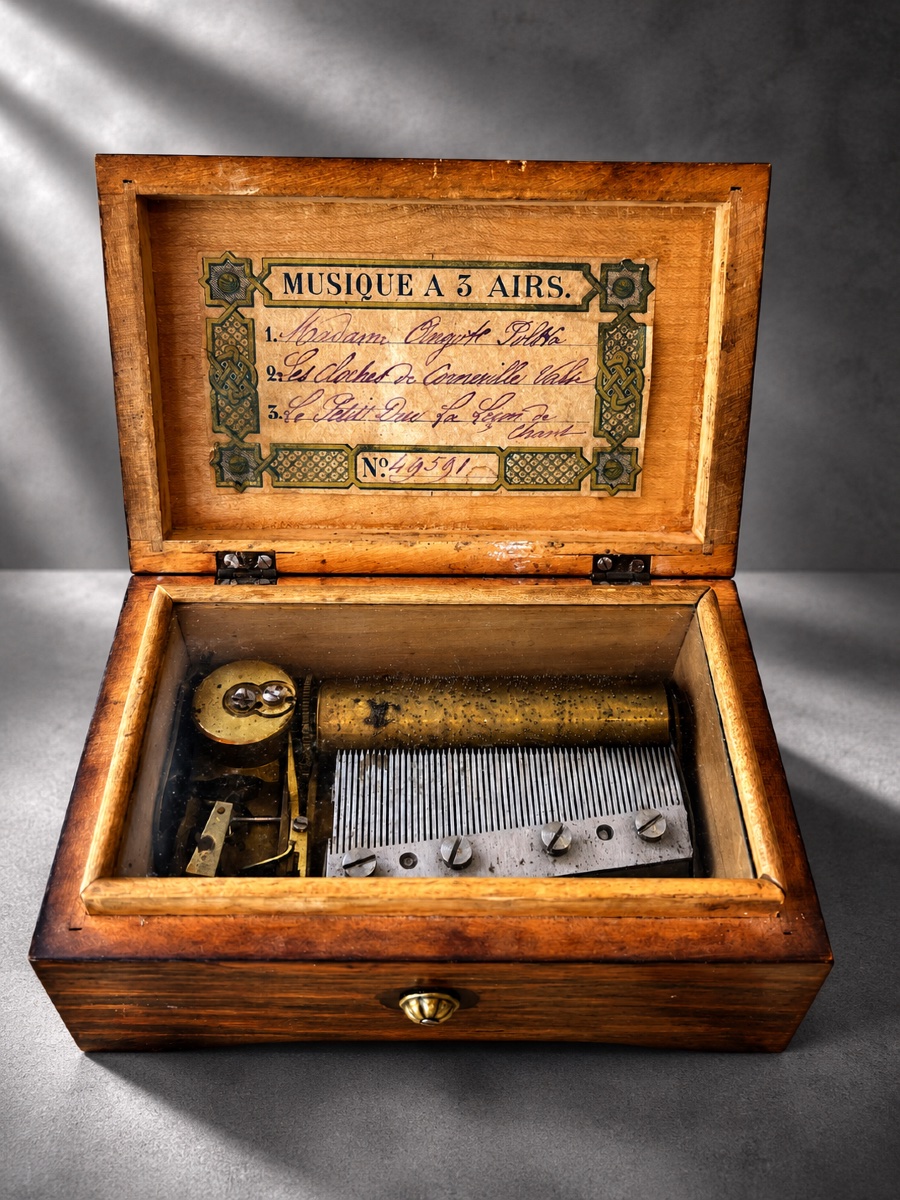 Music Box—cylinder—3 Tunes—france—19th Century 