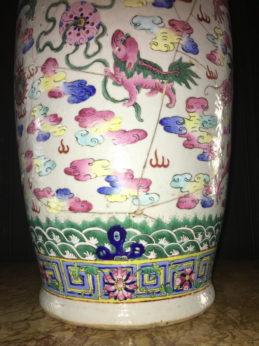 Important Rose Family Vase China XIX-photo-4