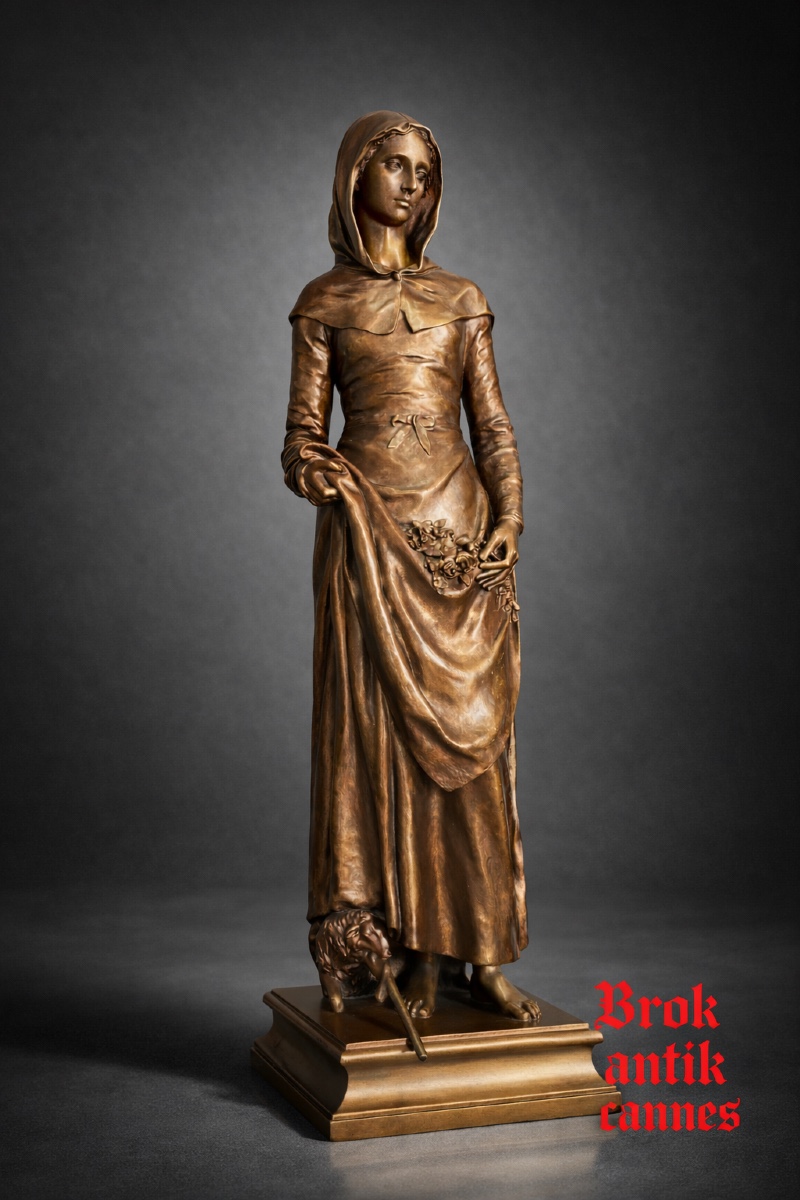 Sculpture Bronze - Sainte Germaine - Charles Dufraine - France - XIX ème 