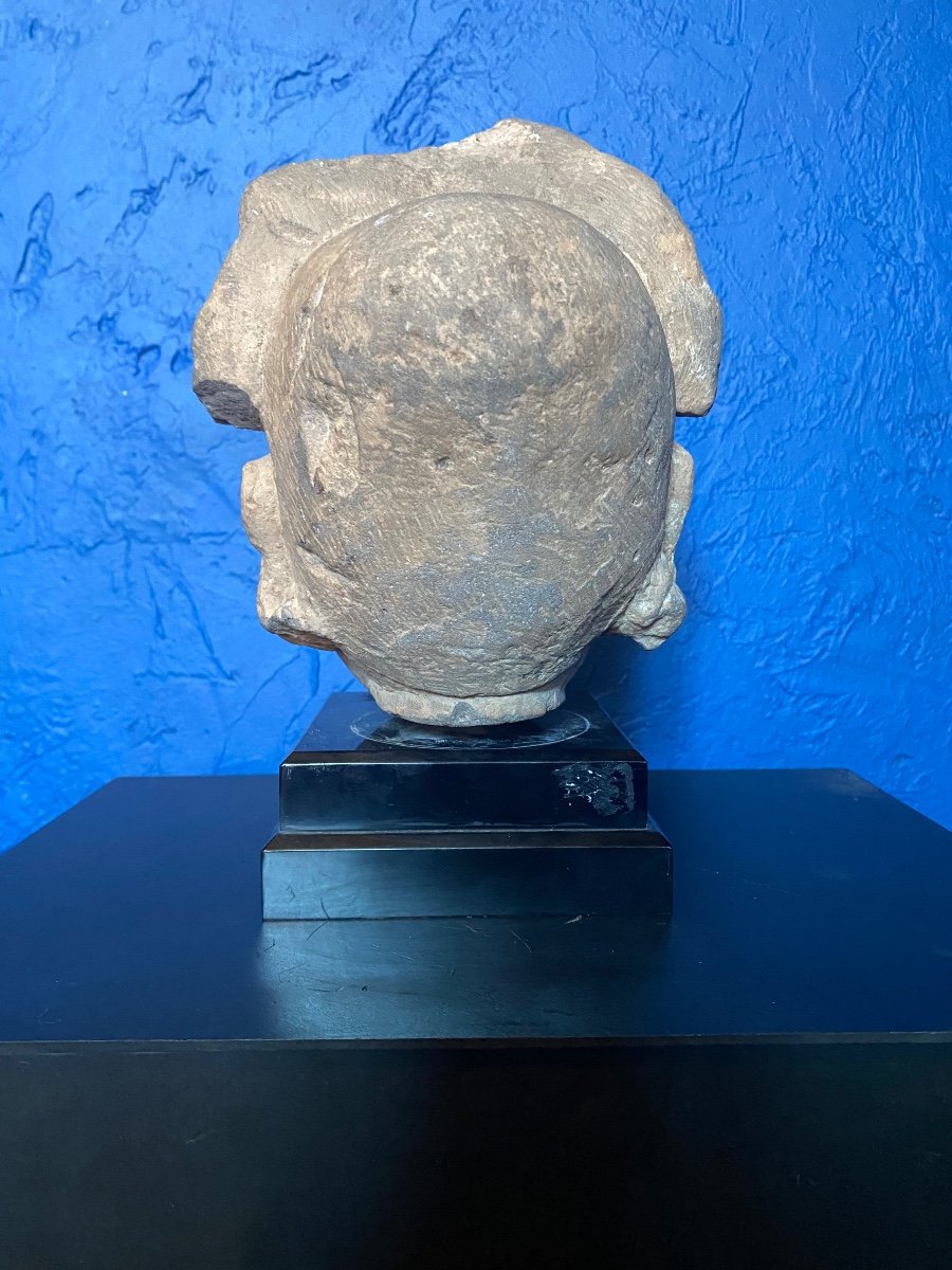 Sandstone Sculpture - Head Of Guanyin - Ming Period - China-photo-4