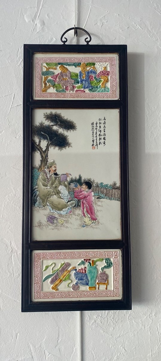 Porcelain Panel - Famille Rose - China - 20th Century