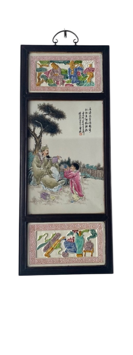 Porcelain Panel - Famille Rose - China - 20th Century
