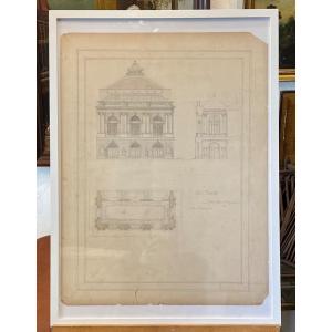 Together (3) D ´architect's Sketch - Framed - France - 19th Century 