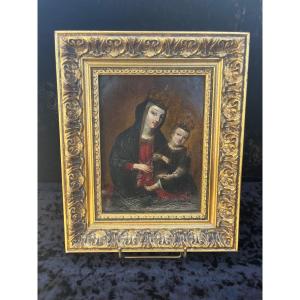 Painting - Oil On Copper - Virgin And Child - 17th Century 