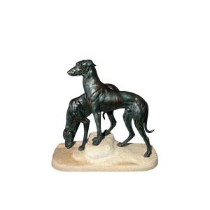 Important Sculpture - Greyhounds - Art Deco - Masson - France - 20th Century 
