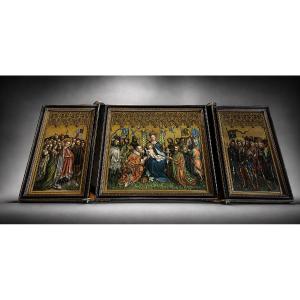 Religious Triptych – Lochner & Van Eyck – Adoration Of The Magi – England – 19th Century
