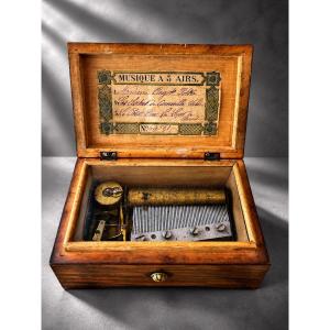Music Box—cylinder—3 Tunes—france—19th Century 