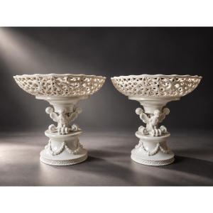Paire de coupes - porcelaine - Meissen - Allemagne - XIX ème 