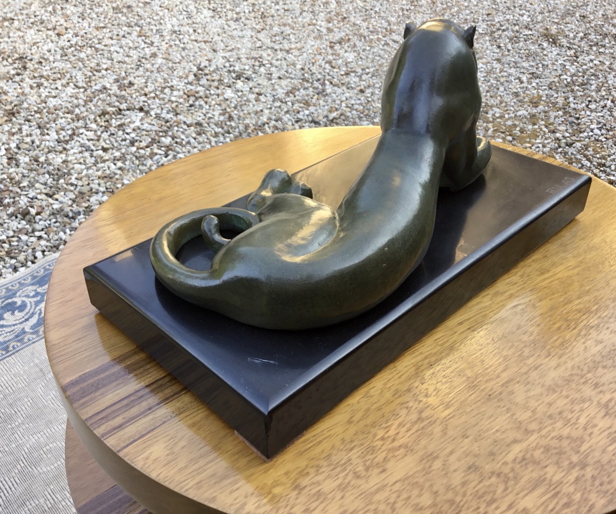 Bronze Sculpture Of A Lioness And Her Cub-photo-2