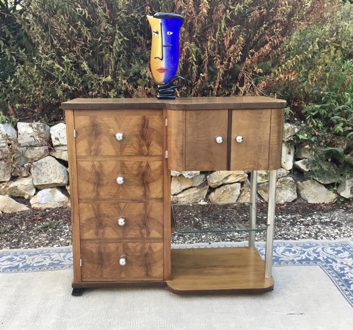 Asymmetrical Art Deco Bar Made Of Walnut