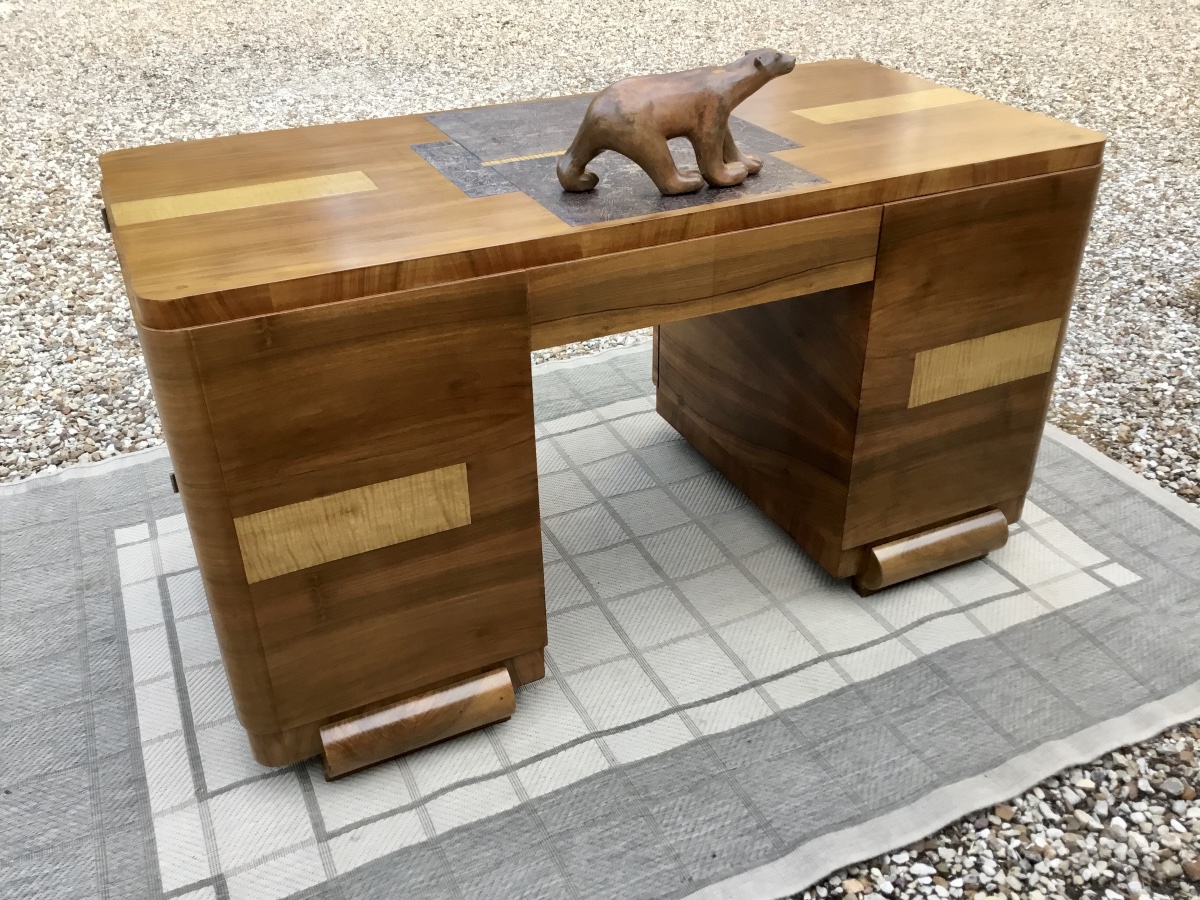 Bureau à caissons double face d’époque Art-Déco-photo-2