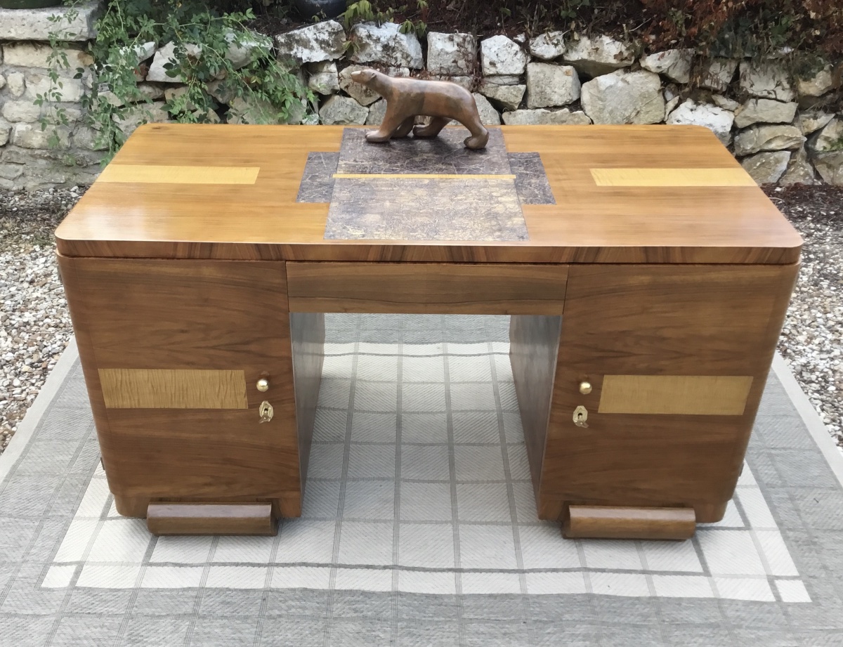 Bureau à caissons double face d’époque Art-Déco