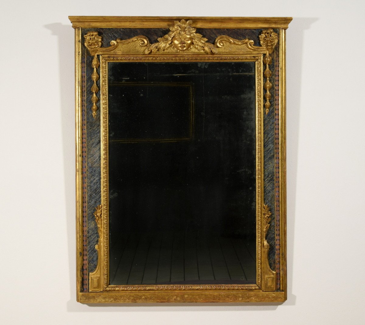 18th Century, Italian Louis XIV Carved Giltwood Mirror-photo-2