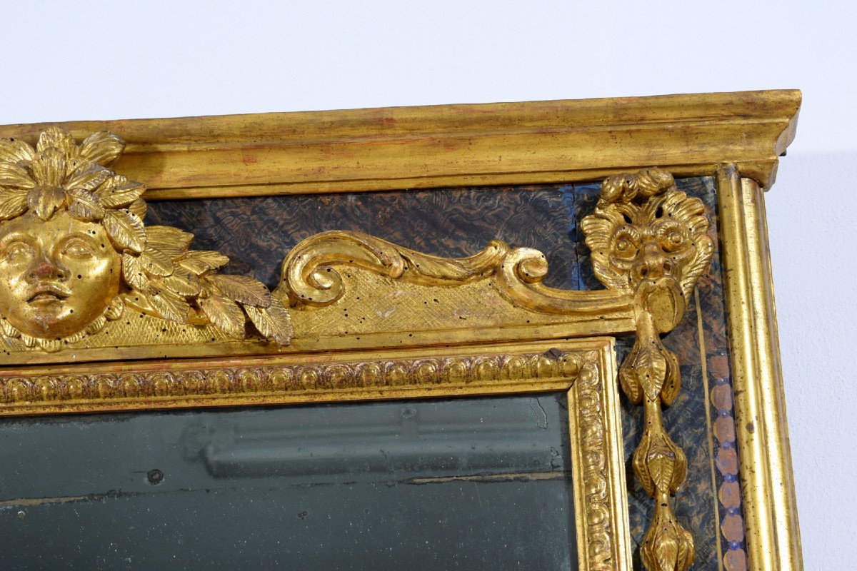 18th Century, Italian Louis XIV Carved Giltwood Mirror-photo-1