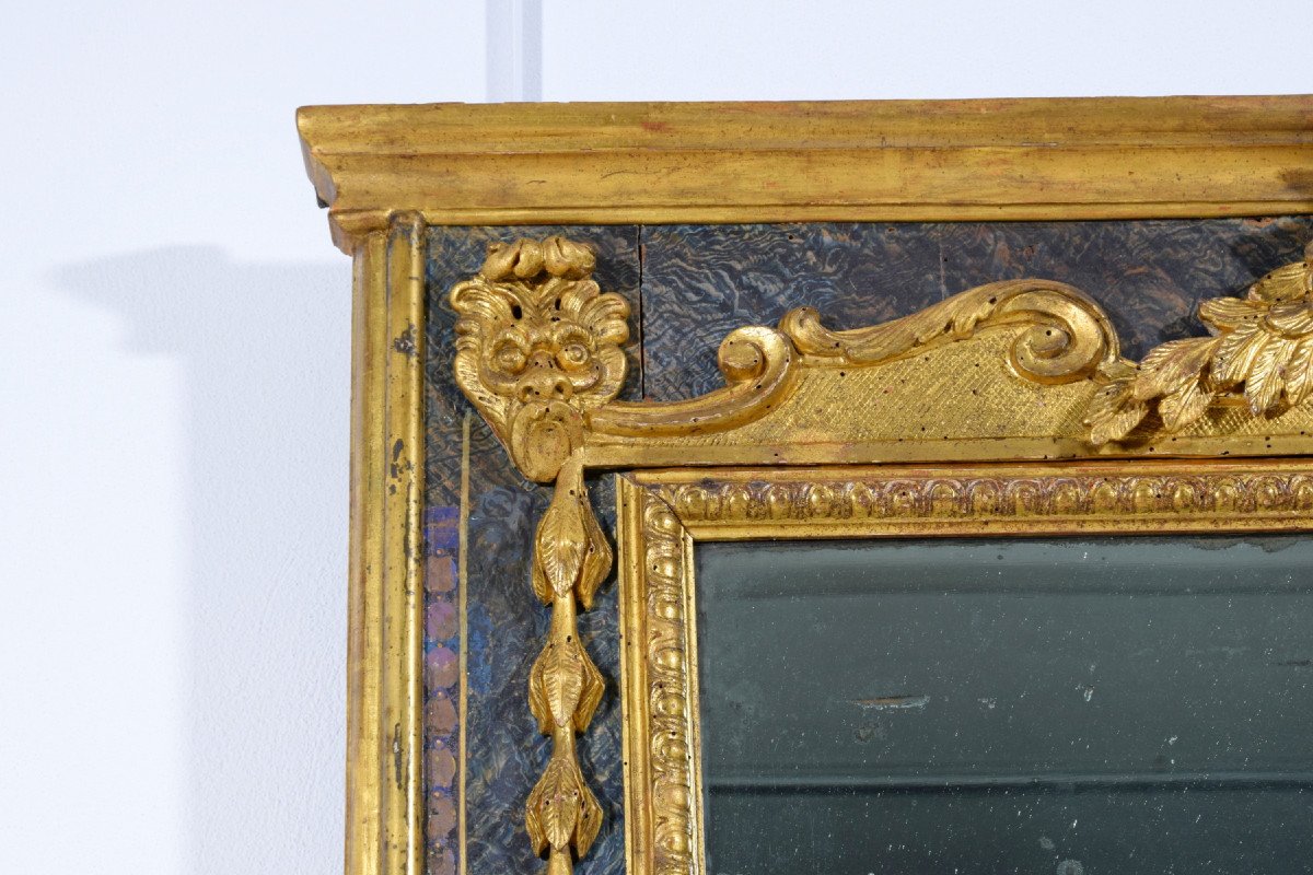 18th Century, Italian Louis XIV Carved Giltwood Mirror-photo-2