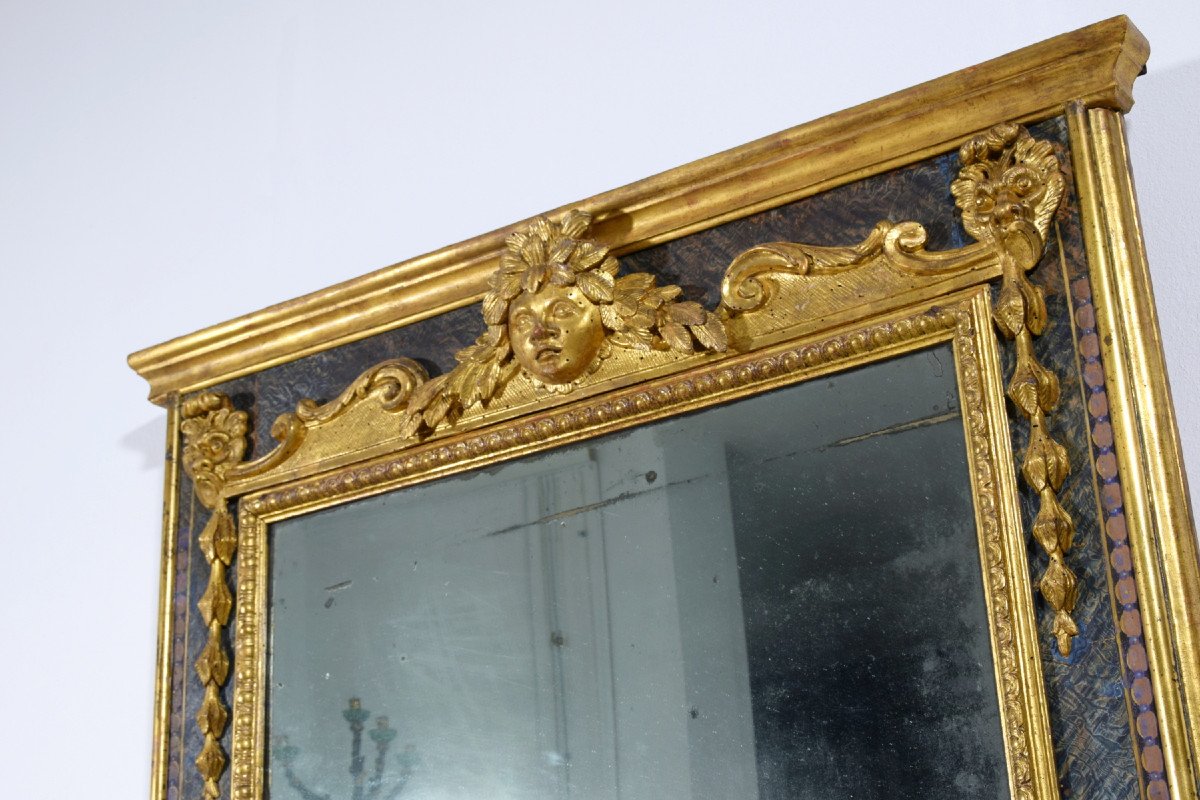 18th Century, Italian Louis XIV Carved Giltwood Mirror-photo-3