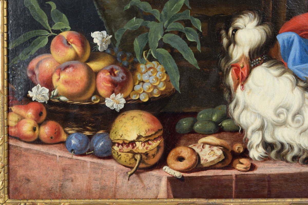  Nature Morte Avec Des Fruits, Des Chiens Et Un Chat, Italie, XVIIe Siècle-photo-3