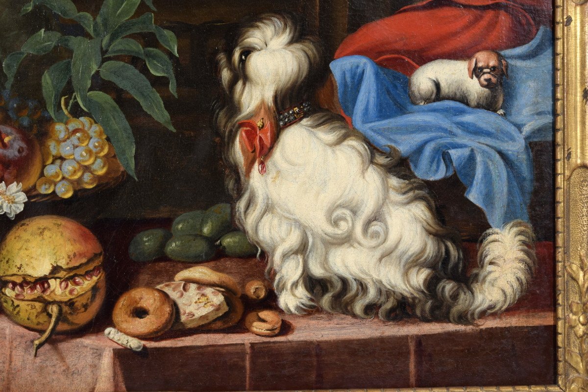  Nature Morte Avec Des Fruits, Des Chiens Et Un Chat, Italie, XVIIe Siècle-photo-4