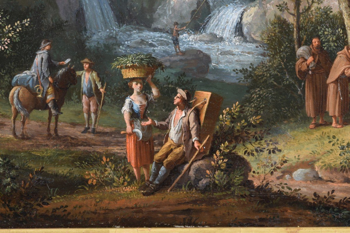 Giovanni Battista Innocenzo Colomba (1713 – 1793), Paysage Avec Des Figures, Huile Sur Toile-photo-6