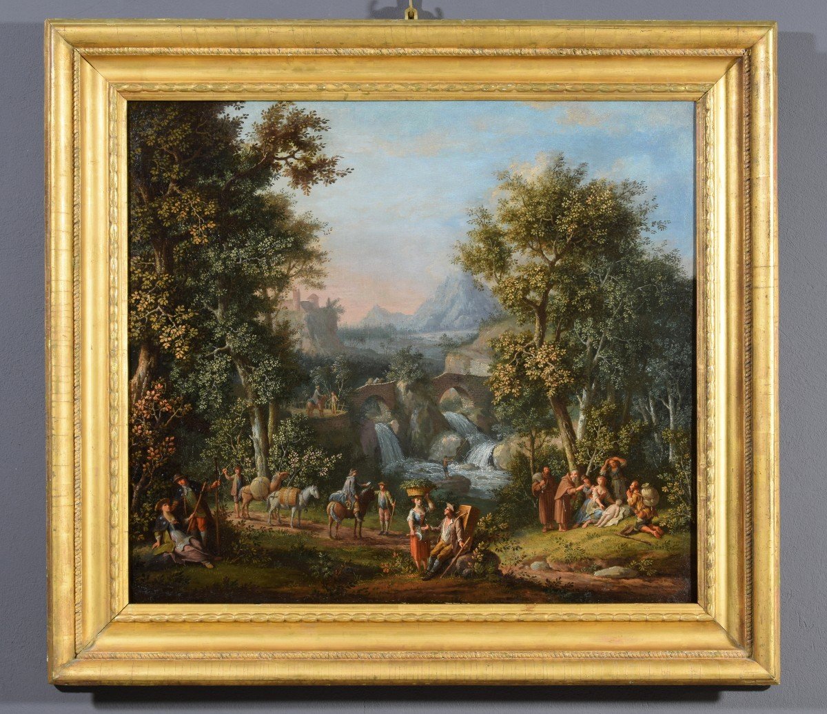 Giovanni Battista Innocenzo Colomba (1713 – 1793), Paysage Avec Des Figures, Huile Sur Toile