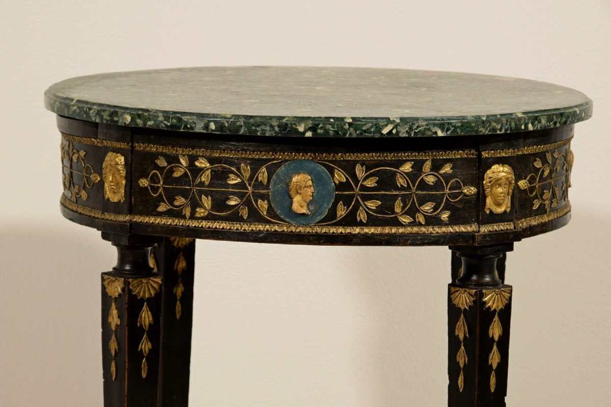  Table Basse En Bois Sculpté Et Laqué, Néoclassique Italien, XVIIIe Siècle-photo-8