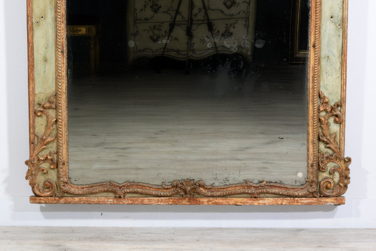 18th Century, Large Italian Baroque Wood And Plaster Lacquered Mirror-photo-4