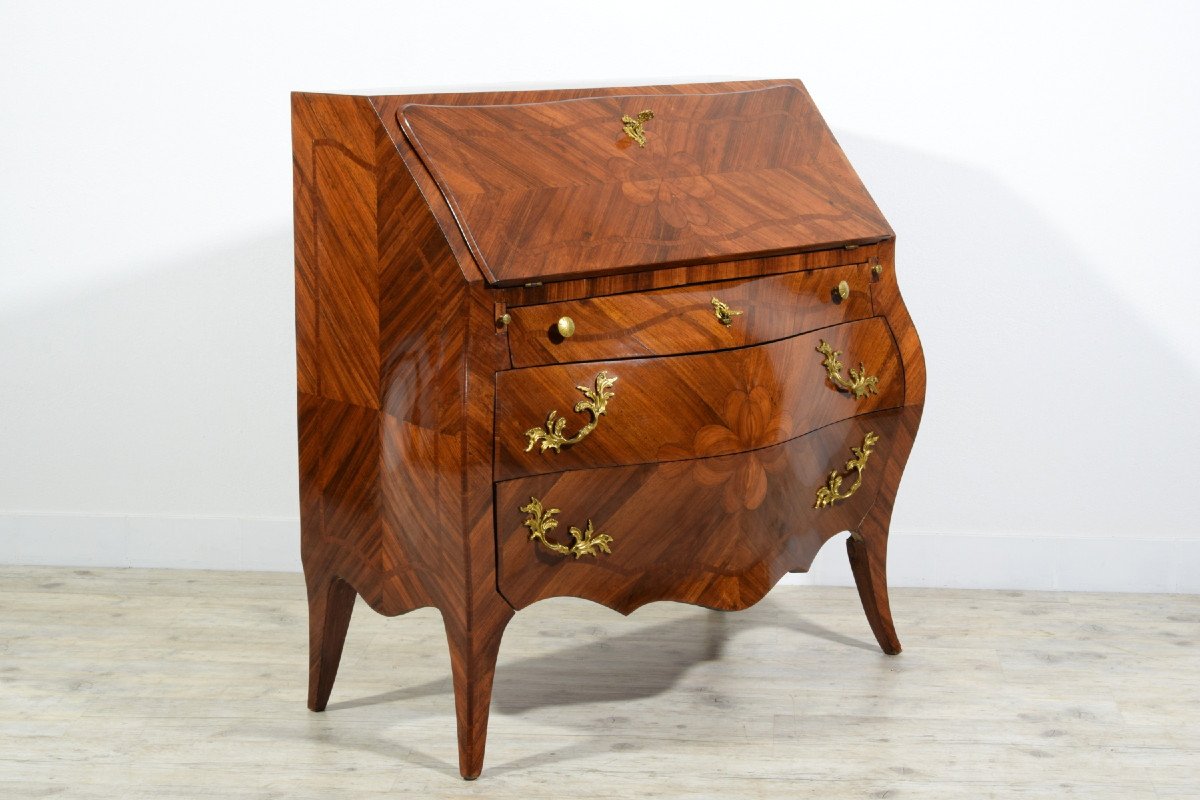 Commode En Bois Pavé, Italie, Style Louis XV, Fin Du XIXe Siècle-photo-3