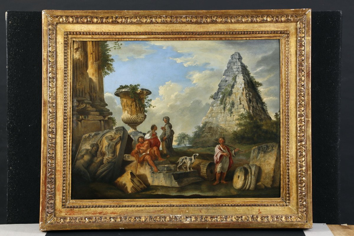 Disciple De Giovanni Paolo Panini, Pyramide De Caio Cestio, XVIIIe Siècle-photo-7