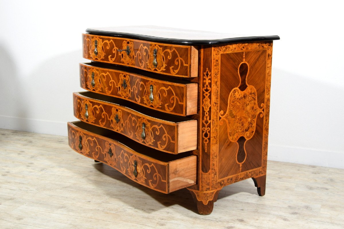 Commode Baroque En Placage Et Marqueterie, Piémont, Première Moitié Du XVIIIe Siècle-photo-5