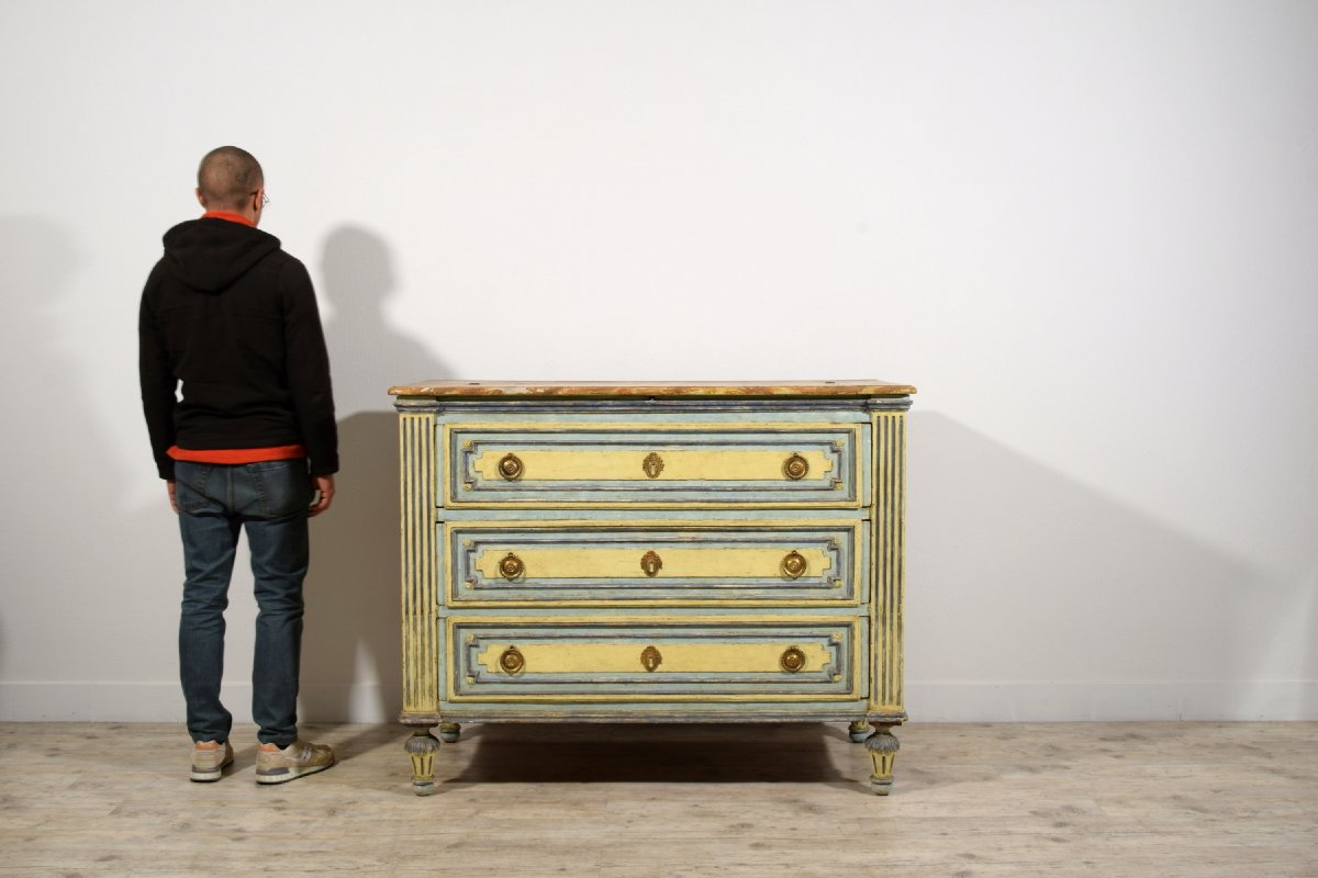 Commode Néoclassique En Bois Laqué, Piémont, Seconde Moitié Du XVIIIe Siècle-photo-7