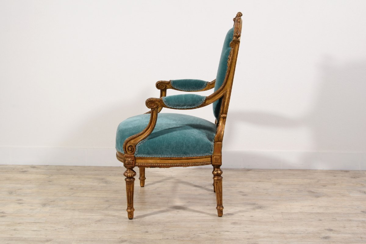 Fauteuil En Bois Sculpté Style Louis XVI, France, Début Du XIXe Siècle-photo-4