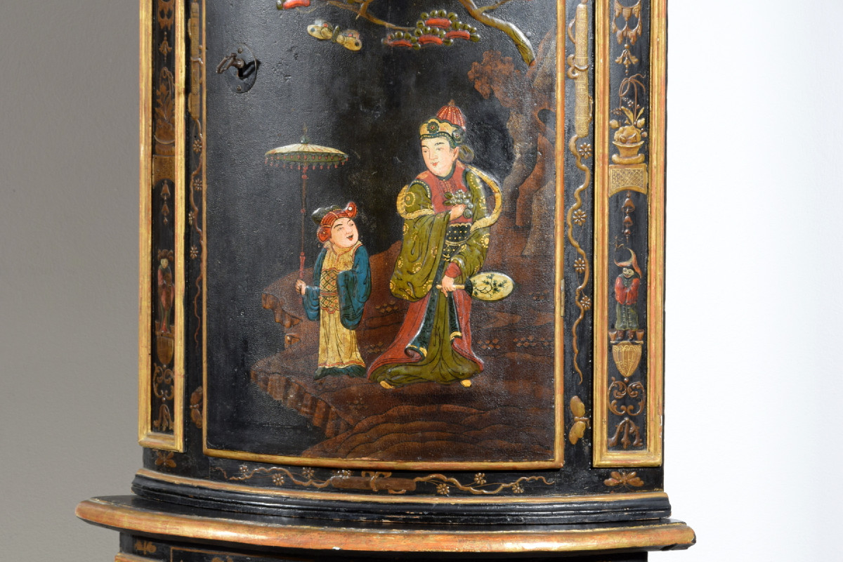 18th Century, Pair Of Italian Rococo Chinoiserie Lacquered Wood Corner Cabinets -photo-8
