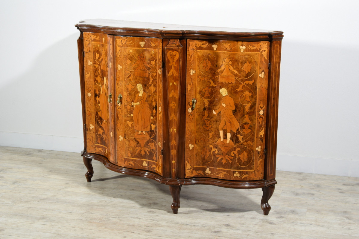 Crédence en bois marquetée, Vénétie, XIXe siècle, style Louis XV-photo-4
